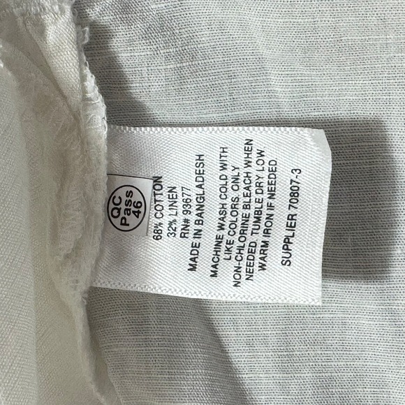 ST. JOHN'S BAY White Linen Blend Tunic Shirt Womens 1X 3/4 Sleeve Lightweight - Picture 7 of 7